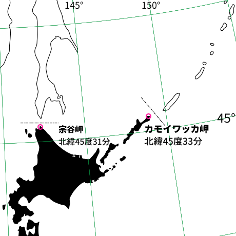 宗谷岬の位置と、カモイワッカ岬の位置のイラスト